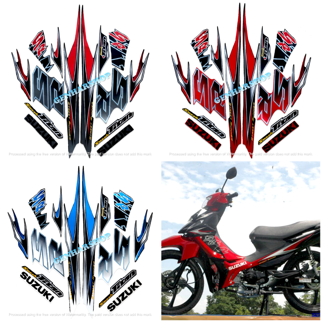 STIKER STRIPING LIS BODY MOTOR SUZUKI SMASH TITAN 2012 2013 STANDAR FULL SET