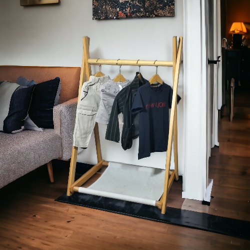 Rak baju anak/rak gantung baju/rak gantung kayu pinus jati belanda