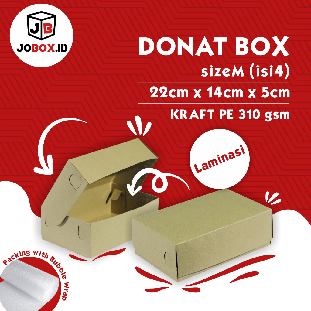 

Box Donat isi 4 Kraft FULL LAMINASI 22x14x5 cm / Dus Donat isi 4 / Box Donat murah / Box Brownies / Box Kraft / Box Kraft Donat