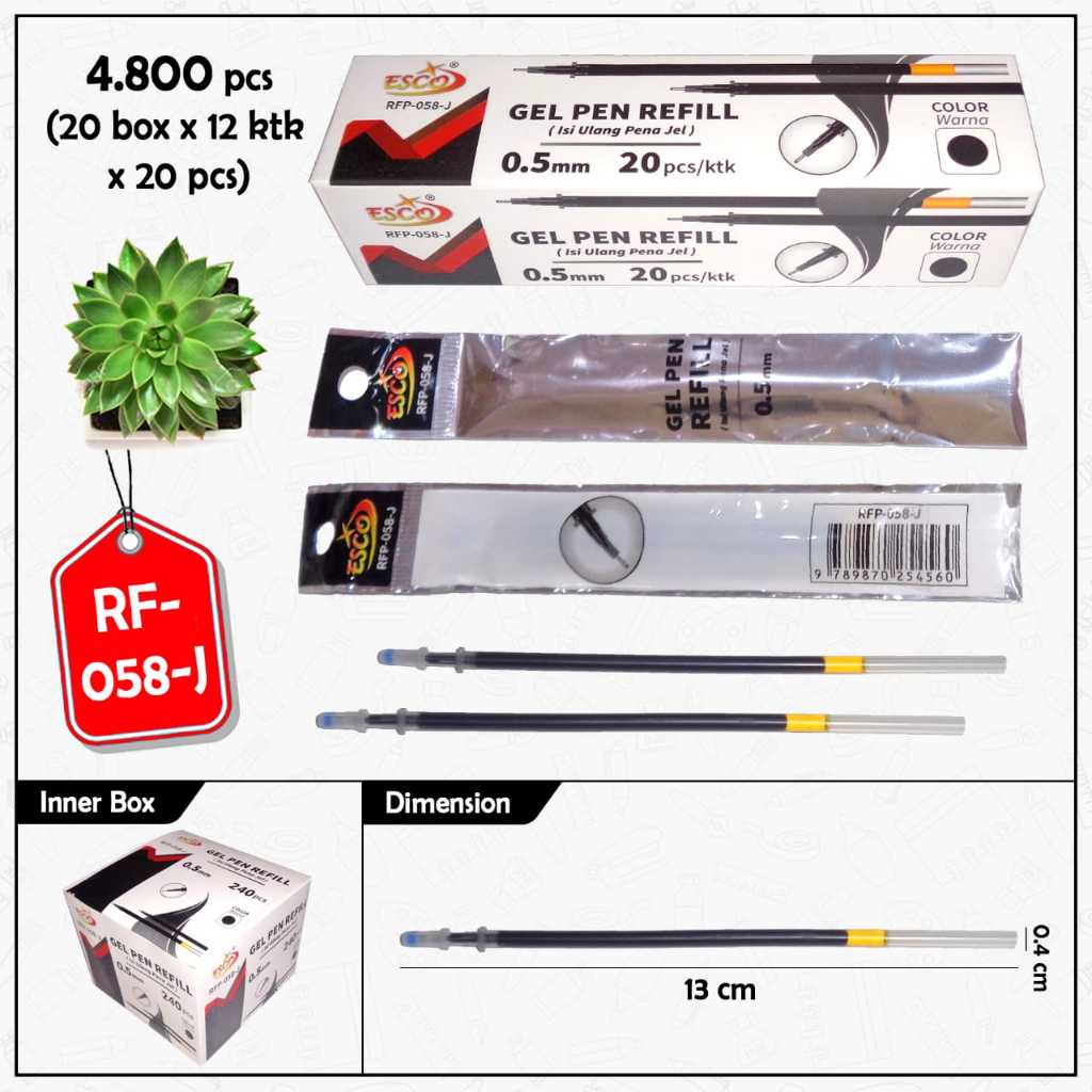 

1 Pcs - Isi Ulang Pulpen Gel Tinta Hitam / Refill Gel Pen 0.5 Lancip / Paling Murah / Cod / Duta Gemilang