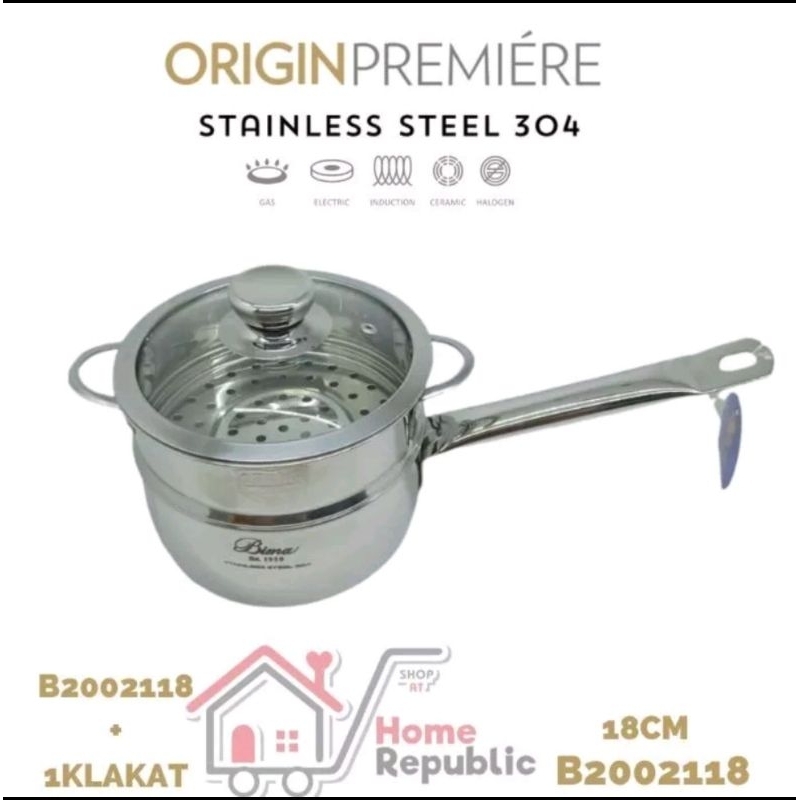 BIMA Origin Premiere Saucepan 16cm 18cm B2002116 B2002118 PANCI BIMA PANCI GAGANG 3 PLY-BASE