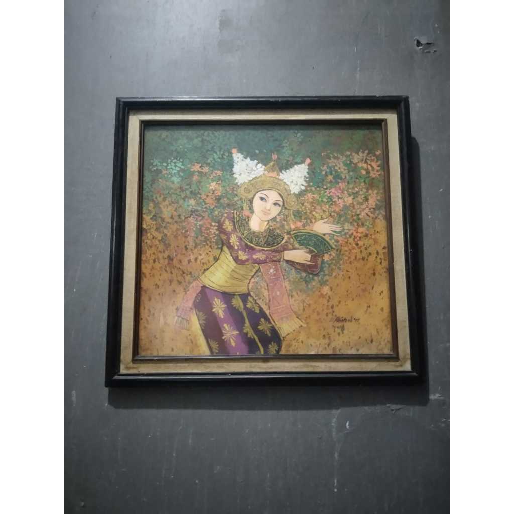 Lukisan Canvas Penari Bali Kuno Jadul Antik