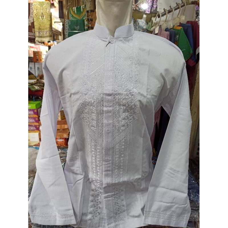 Baju Koko Pria Lengan Panjang Baju Koko Putih Lengan Panjang  Baju Koko Dewasa Putih Bersih M,L,XL