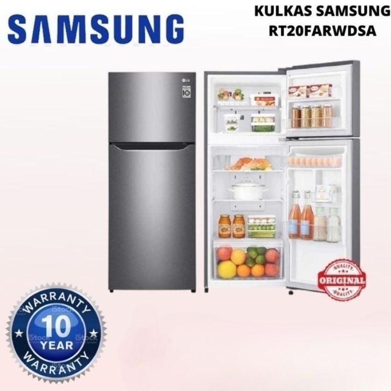 Samsung Kulkas Dua Pintu Digital Inverter RT20FARWDSA 203 Liter With Ice Maker dan Anti Bakteri