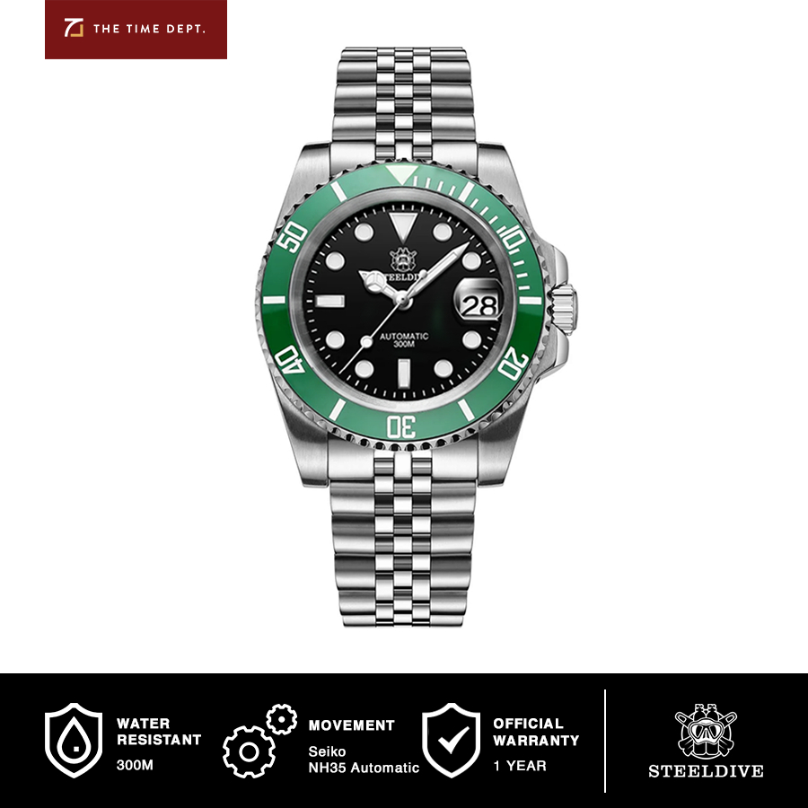 Steeldive SD1953 Submarine "Starbucks" Jubilee Automatic Mesin Japan NH35 Automatic Jam Tangan Menye