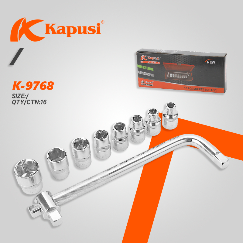 Kapusi Mata Kunci Shock SET CR-V 10PCS/Mata Shock L/ 1/2 Inch 6PT Mata Sock Set Dan 1PCS 1/2 Inch Ga