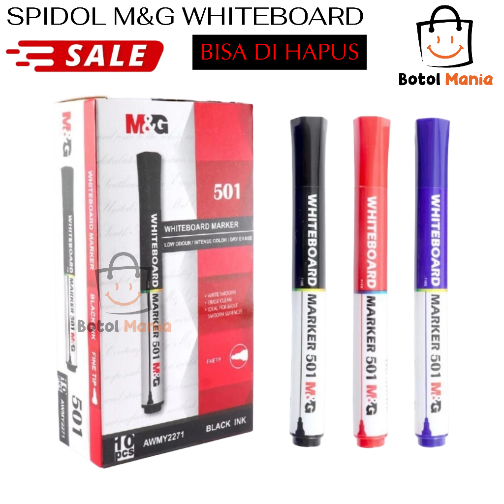 

BM - ATK008 SPIDOL WHITEBOARD MARKER M&G 501 / SPIDOL PAPAN TULIS BISA DI HAPUS / SPIDOL M&G 501 NON PERMANENT