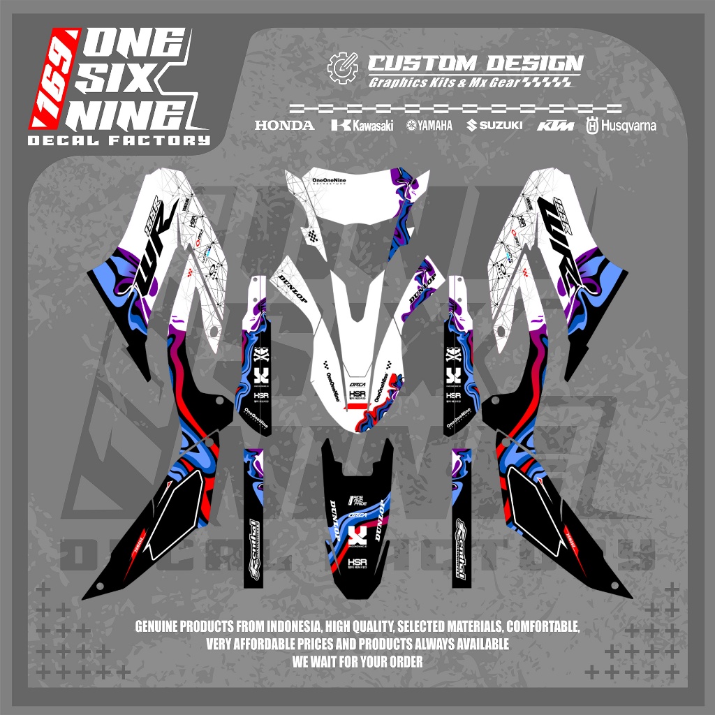 Decal Yamaha Wr 155 Design Fluid Hitam Putih Free Custom