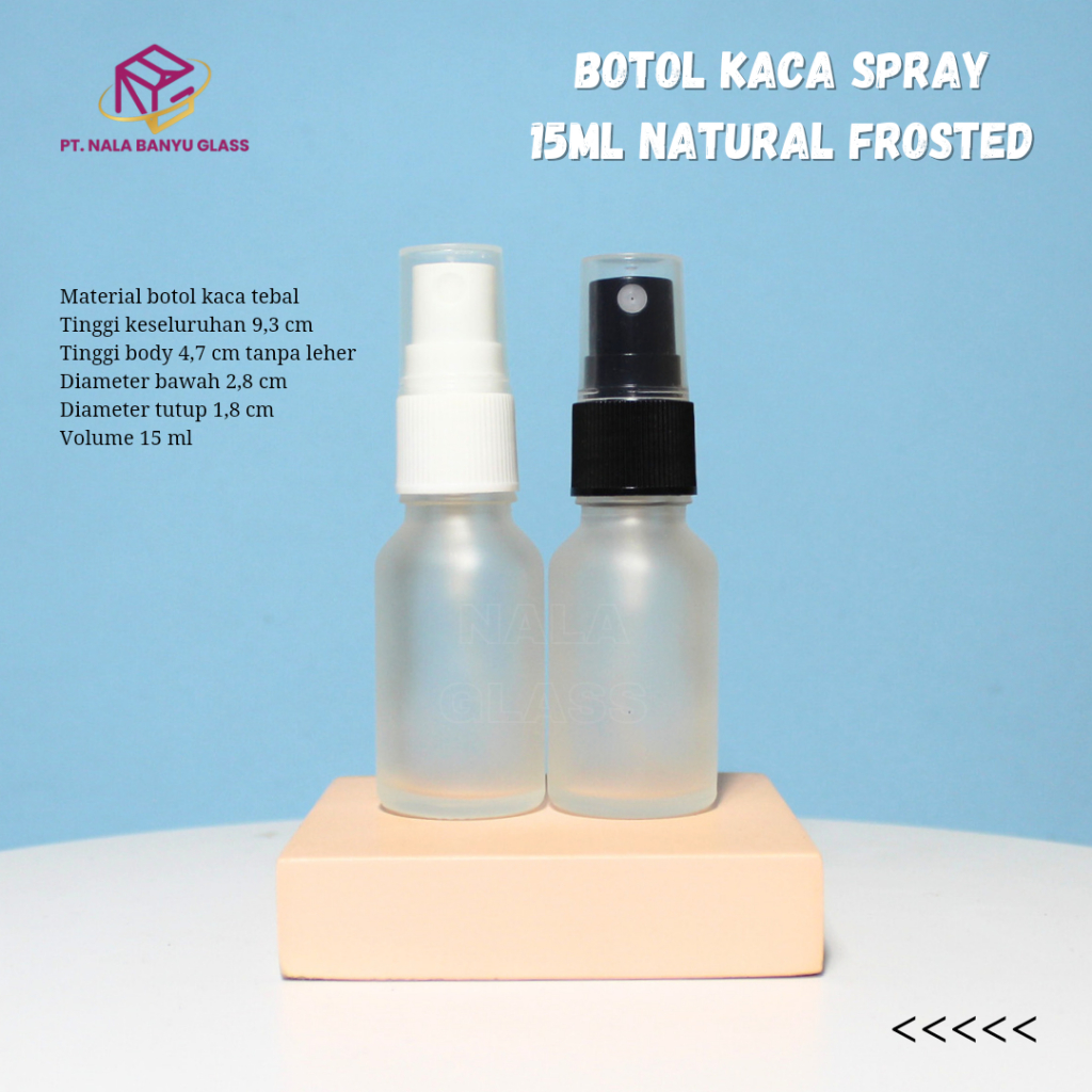 botol spray 15ml kaca frosted bening / botol kaca frosted 15ml
