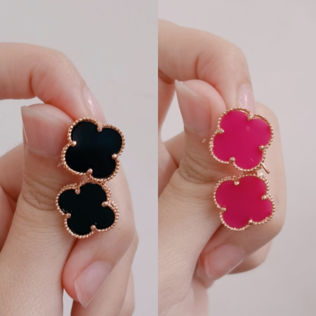 ANTING BUNGA CLOVER BESAR CANTIK EMAS ASLI