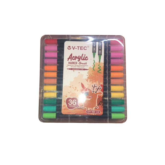 

V-tec Acrylic Marker + Brush Pen AM 989 DB 36 Warna