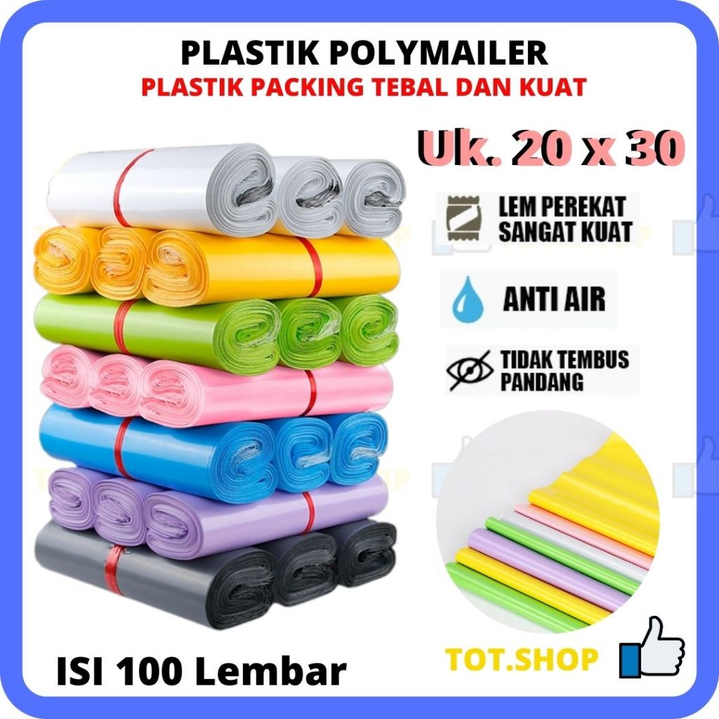 Uk. 20 x 30 Plastik Packing Polymailer Plastik Online Shop Tebal Tidak mudah sobek waterproof ada le