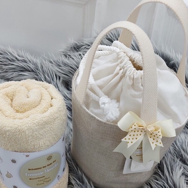 Bucket bag tas serut kanvas baby hampers one month akikah birthday KODE U1H4