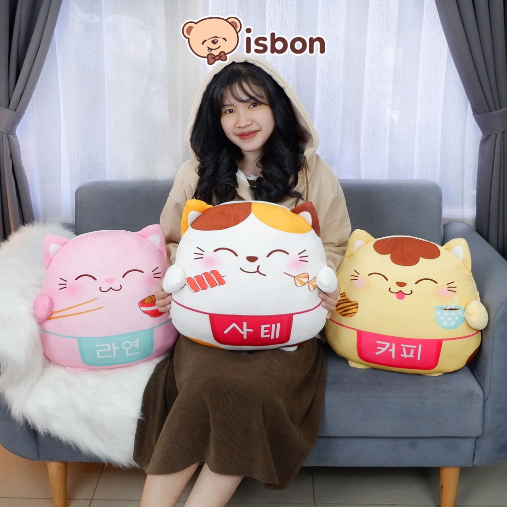 BONEKA Bantal Kucing Breakfast Club Bulat Makan istana boneka