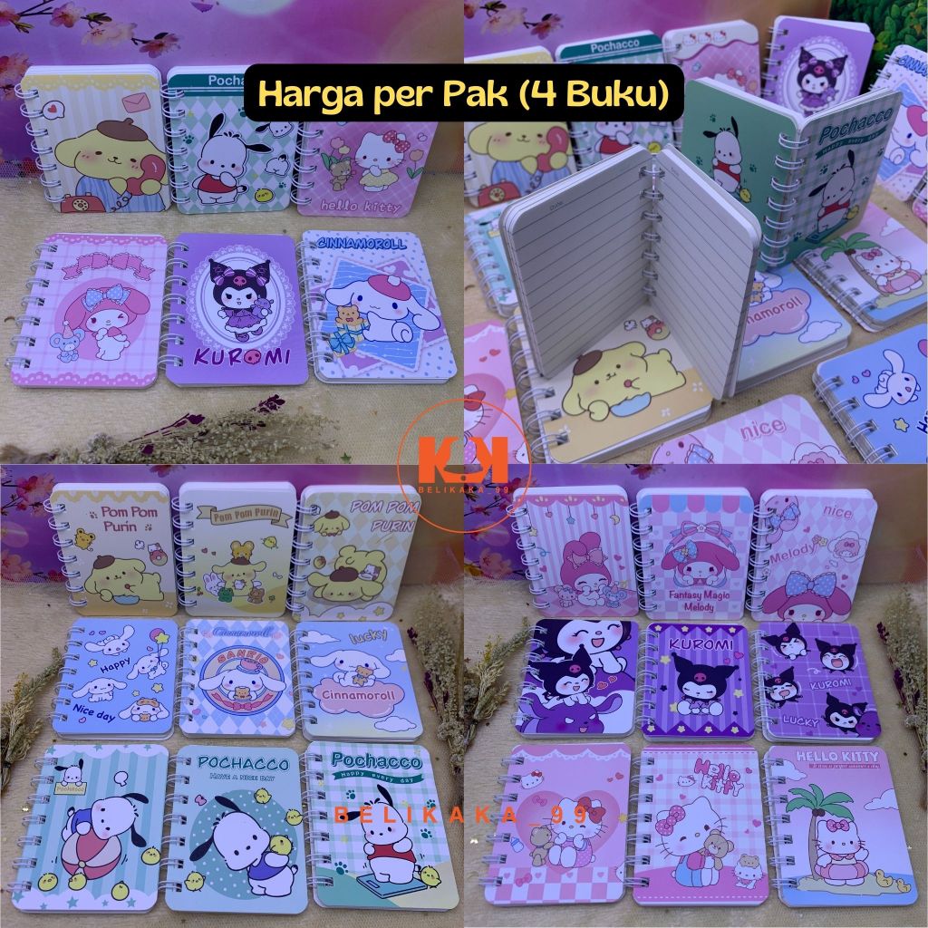 

(4 BUKU - A7) NOTEBOOK BUKU CATATAN KECIL UKURAN A7 ISI 80 LEMBAR MOTIF SANRIO / NOTEBOOK RING