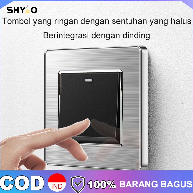 Panasonic saklar lampu rumah modernKaca Tempered Hitam 1234 Gang 1 Arahsaklar hotelsaklar rumah mini