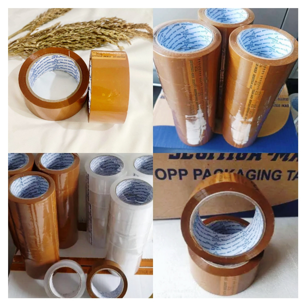 

Lakban Solatip Isolasi OPP Cokelat Merk Segitiga Mas Tape Ukuran 48 mm 2 inch