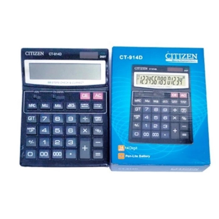 

LUAR BIASA CITIZEN CT914D Check Correct Kalkulator Cek Ulang 14 Digit LCD Besar CT914D