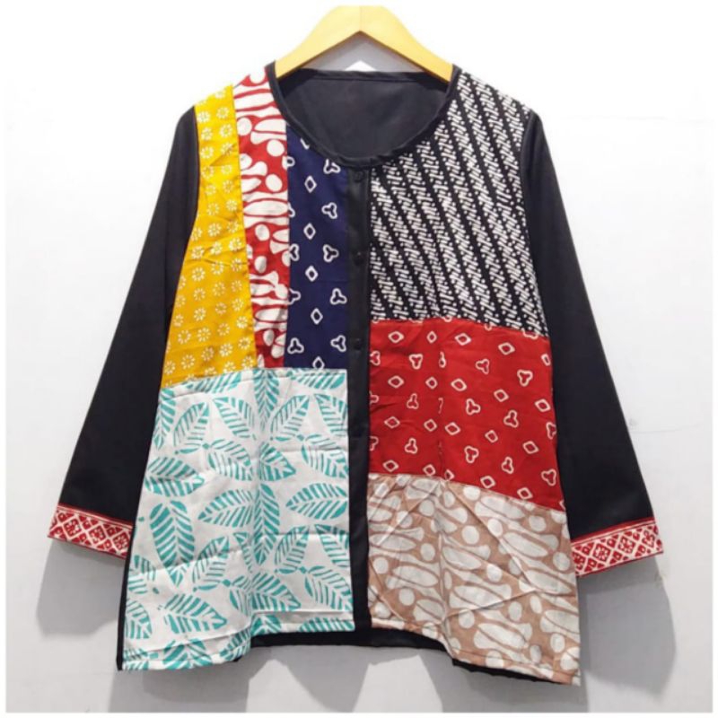 BLUS KOMBINASI PATCHWORK FURING TRICOT