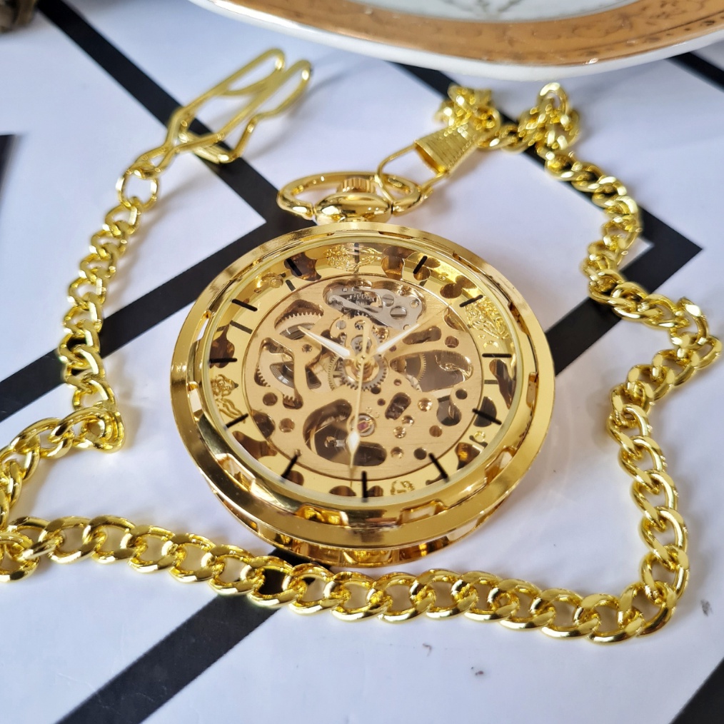 KODE K66P POCKET WATCH Ancient Jam Kantong Saku Gold Automatic Otomatis Mechanical Mekanik Open Face
