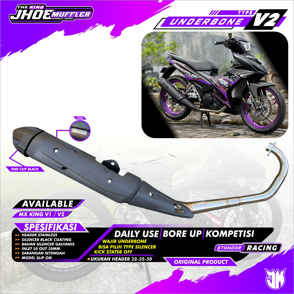 Knalpot Standar racing MX KING Original Jhoe Muffler Type Underbone V2