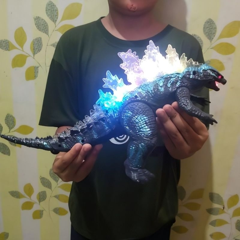 Mainan Godzilla Besar Nyala Baterai Jalan Lampu Suara Dinosaurus Batre Anak Edukasi