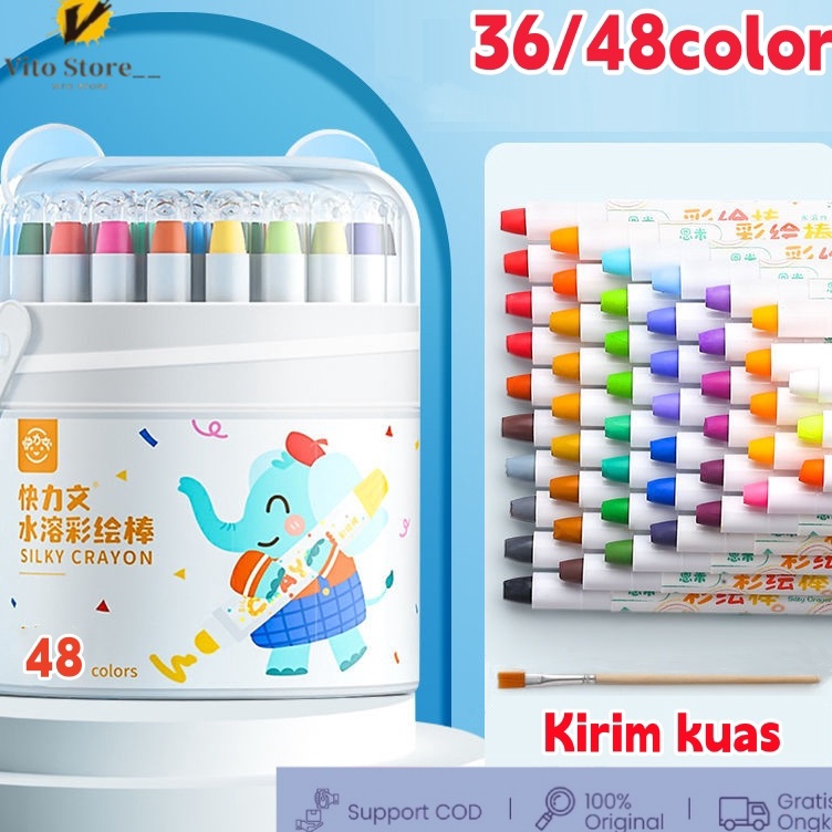 

CODSet krayon sutra 48 warna untuk anakanak krayon larut dalam air lukisan gambar lucu yang dapat dicuci dengan aman x A6O4