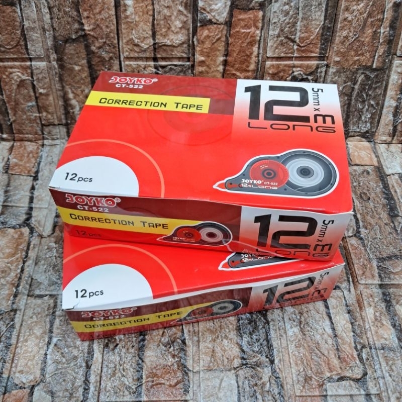 

CORECTION TAPE/TIP X KERTAS/TIP X PITA CT-522 JOYKO 12m [ 1 box isi 12pcs ]