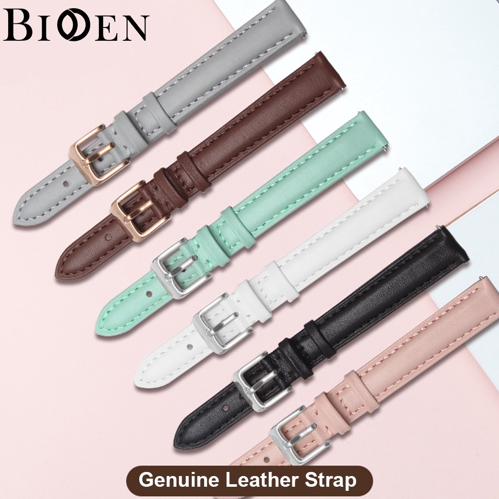 BIDEN Tangan Wanita Tali Jam Mode Anggun Genuine Tali Kulit 12141618mm Nyaman Bernapas Tali Kulit KO