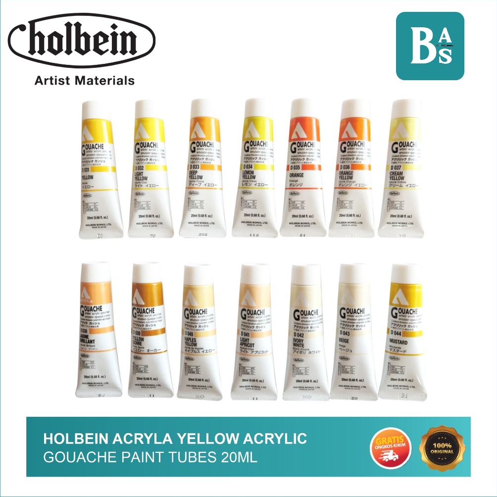 

KODE B37N Holbein Acryla YELLOW Acrylic Gouache Paint 2ml