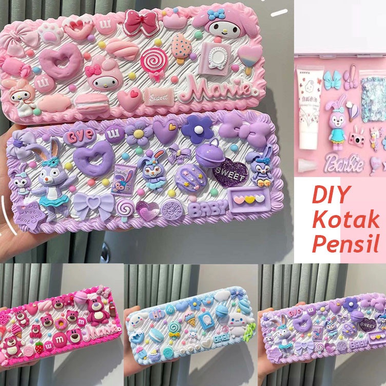 

DIY Tempat Pensil Lucu Deco Cream Clay Kotak Pensil Sanrio Soft Clay Cream Kotak Stationery Clay Pencil Box Menghias Prakarya Anak Kartun Gift m P5X6