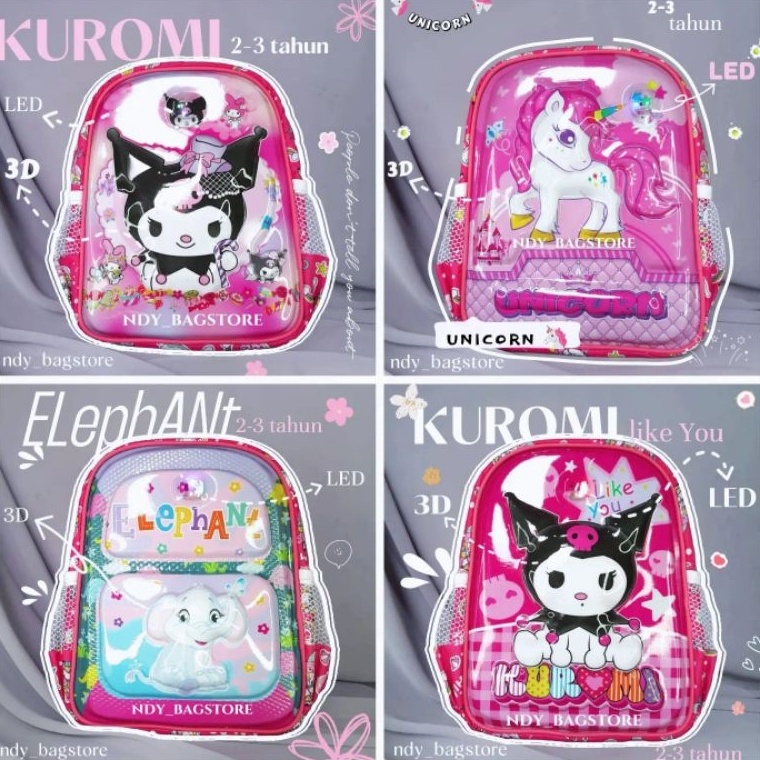 KODE H56I TAS ANAK PEREMPUAN PAUD KARAKTER 3dLED  TAS ANAK PAUD PEREMPUAN 3tahun TAS ANAK PAUD KARAK