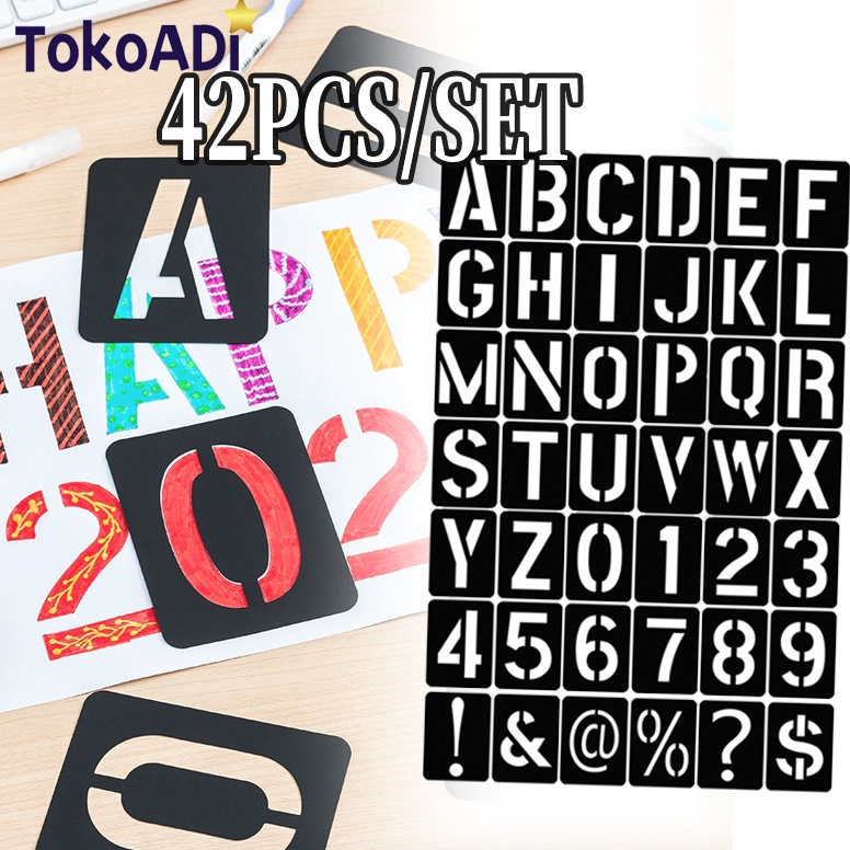 

42pcs Lettering Stencil Set Stensil Plastik Cetakan Huruf 1mm Butterfly Stensil Cetakan Huruf Angka o T3F6
