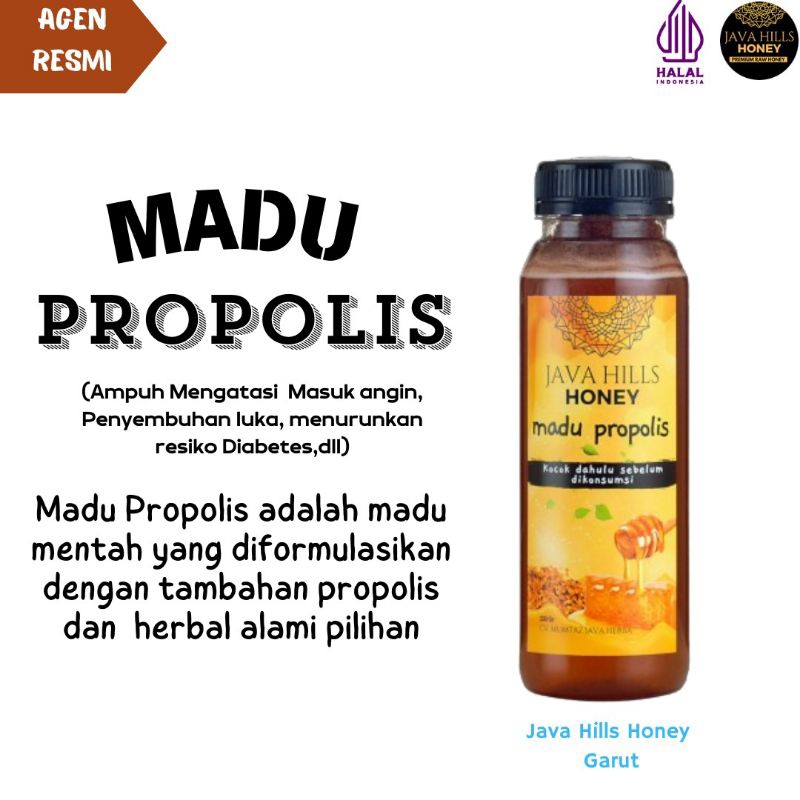 

Madu Propolis Herbal 330gr Java Hills Honey Raw Mumtaz Herba Asam urat kolesterol stroke Hepatitis masuk angin mual gangguan pencernaan murni 100% Lolos uji lab Halal Bersanad Asli