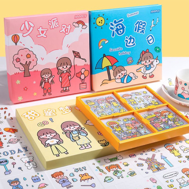 

PANAS Stiker Aesthetic DIY Buku Diary Stiker Tumblr Sticker Deco Stiker Hp Laptop 1 box isi 1 lembar