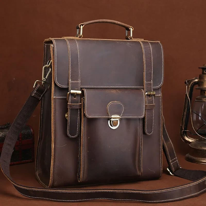Tas Ransel Pria - Tas Selempang Bahu Retro Kulit Asli Garut