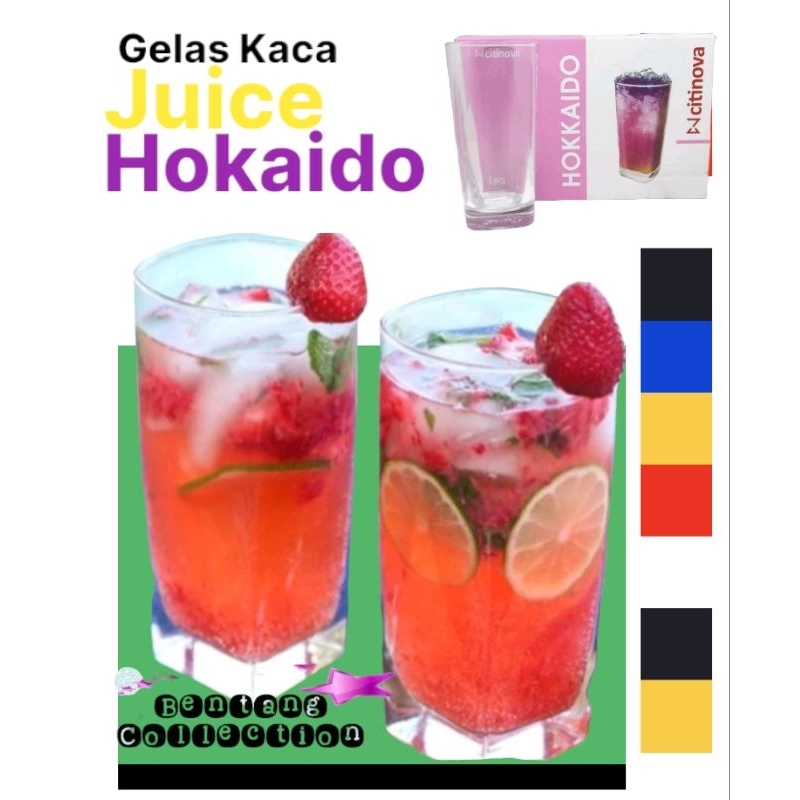 Gelas Kaca, Gelas Jus kotak, Hokkaido Citinova. 6Pcs