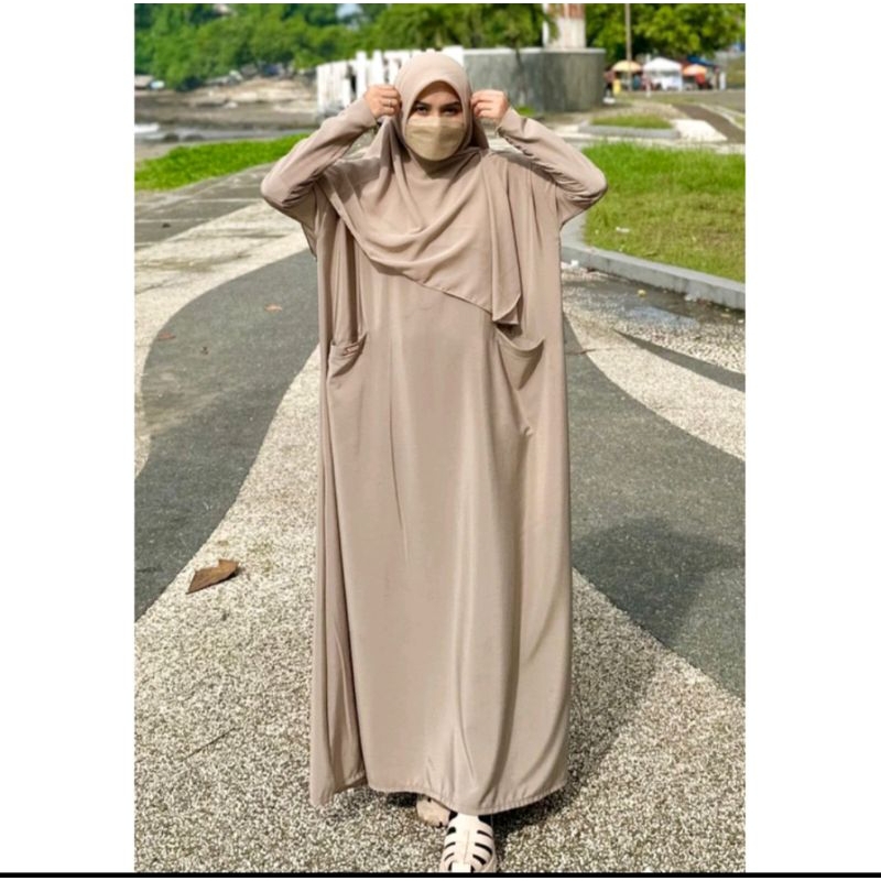 Mazaya Abaya Batwing Abaya Polos Mewah Abaya kancing