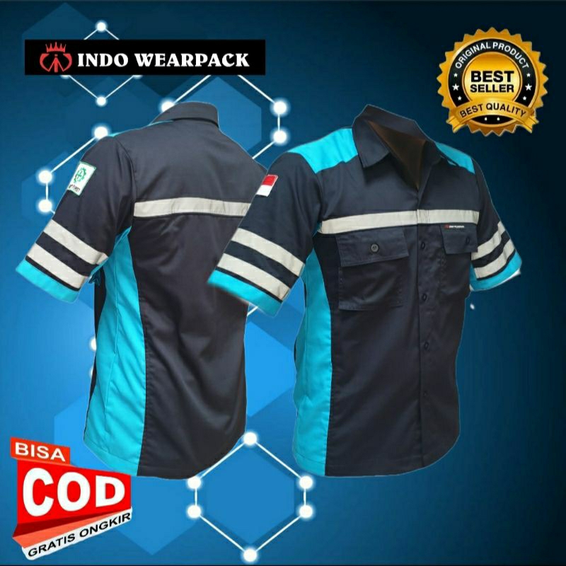 KEMEJA WEARPACK LENGAN PENDEK WARNA NAVY KOMBINASI