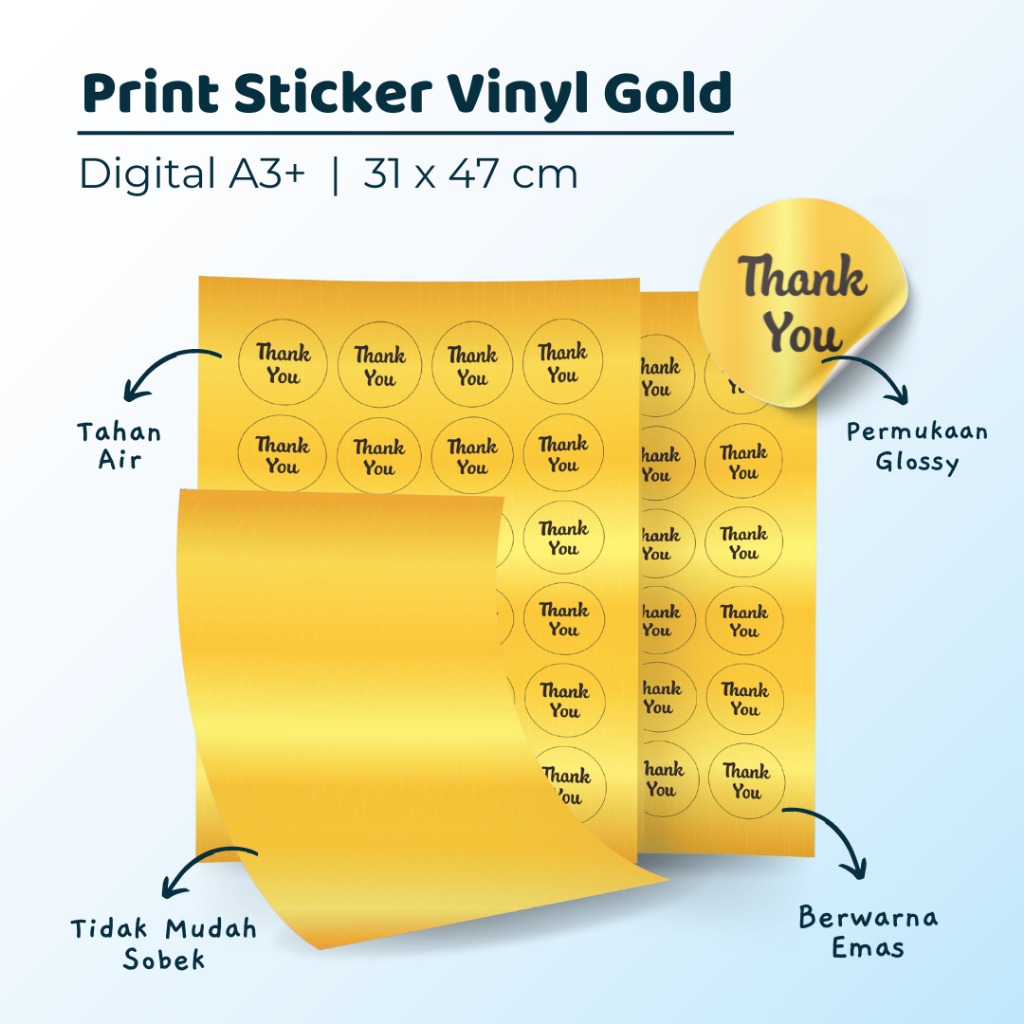 

CETAK STICKER VINYL GOLD / EMAS A3+