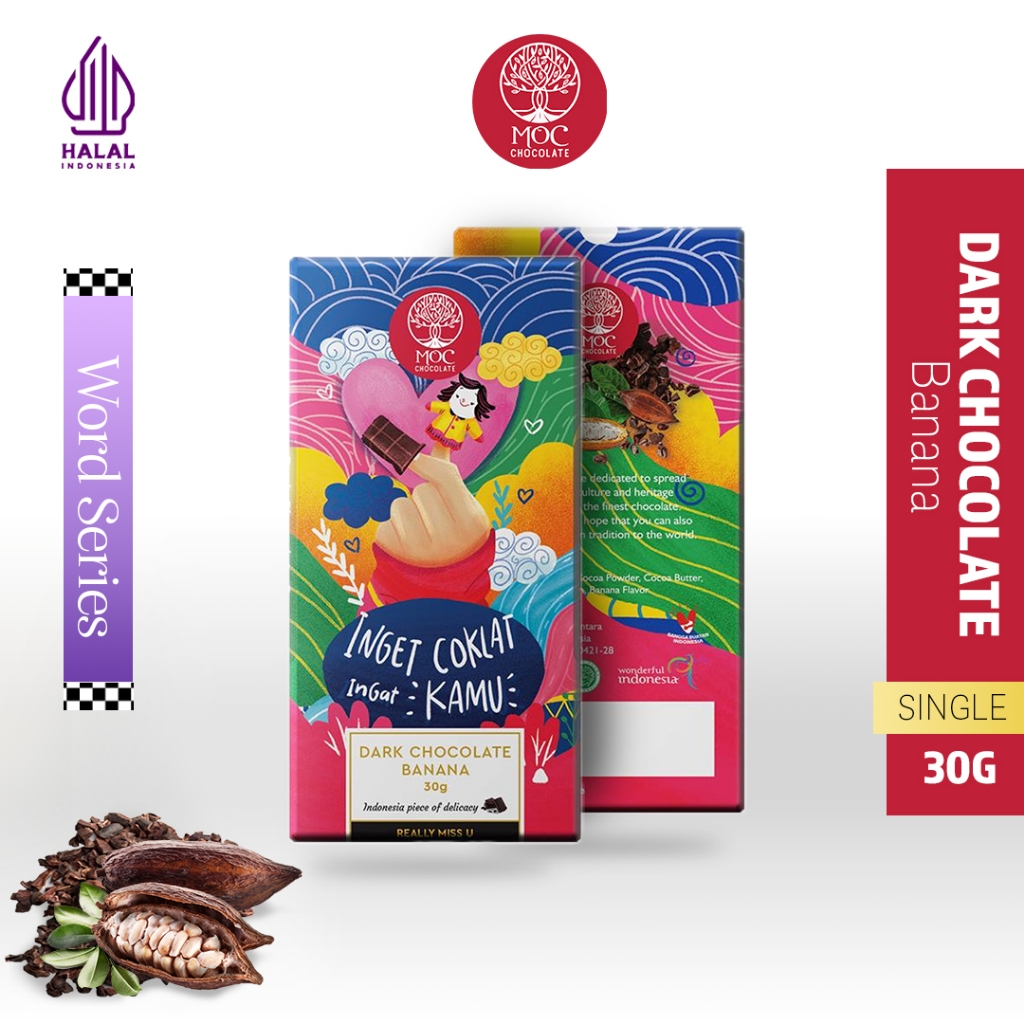 

MOC CHOCOLATE WORD SERIES, DARK CHOCOLATE BANANA SINGLE 30gr