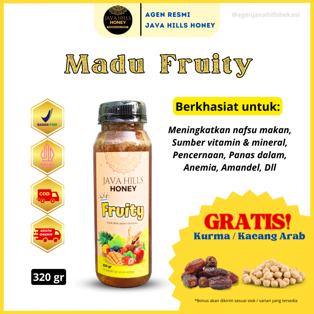 

Madu Fruity Java Hills Honey - Madu Multivitamin Anak & Dewasa - Penambah Nafsu Makan Anak