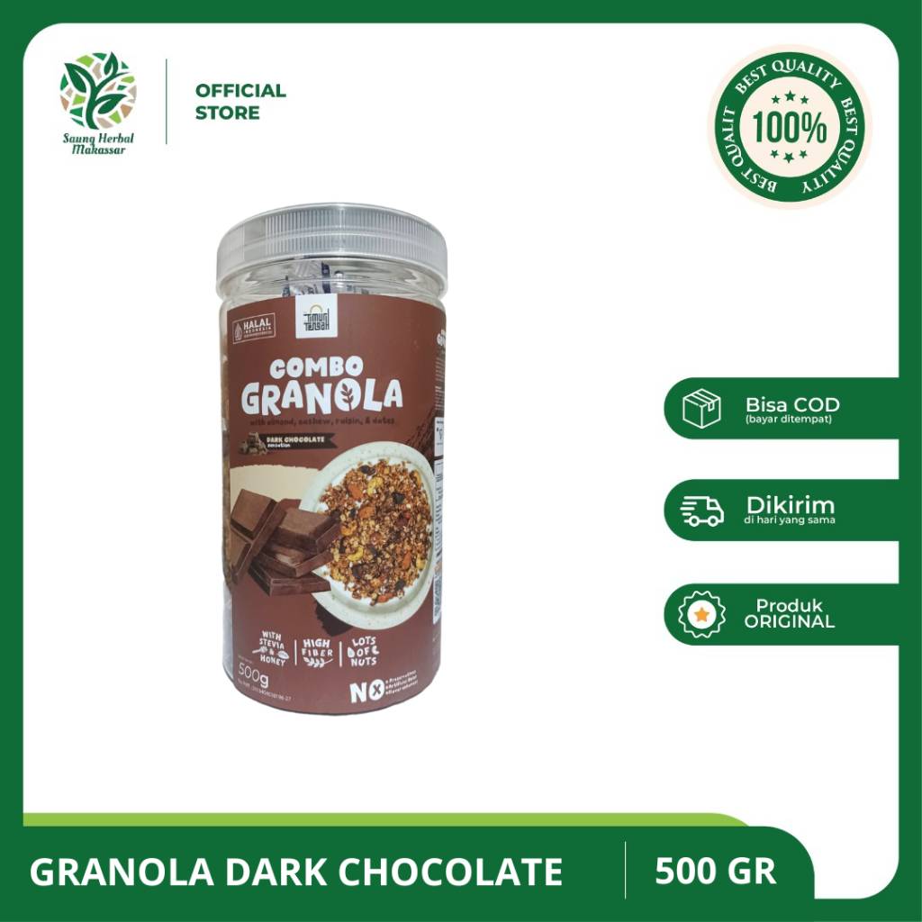 

Granola Dark Chocolate Timur Tengah - Makanan Sereal Sehat Original - 500 Gram & 250 Gram