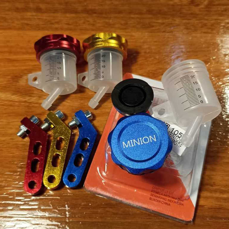 TABUNG MINYAK REM VARIASI KECIL SMALL PLUS BREKET - RED GOLD BLUE INIVERSAL