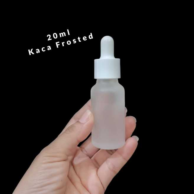 Botol 20ml Serum Pipet Kaca Froz Doff Buram Ring Putih  Botol Skincare Tetes Pipet Putih 20ml