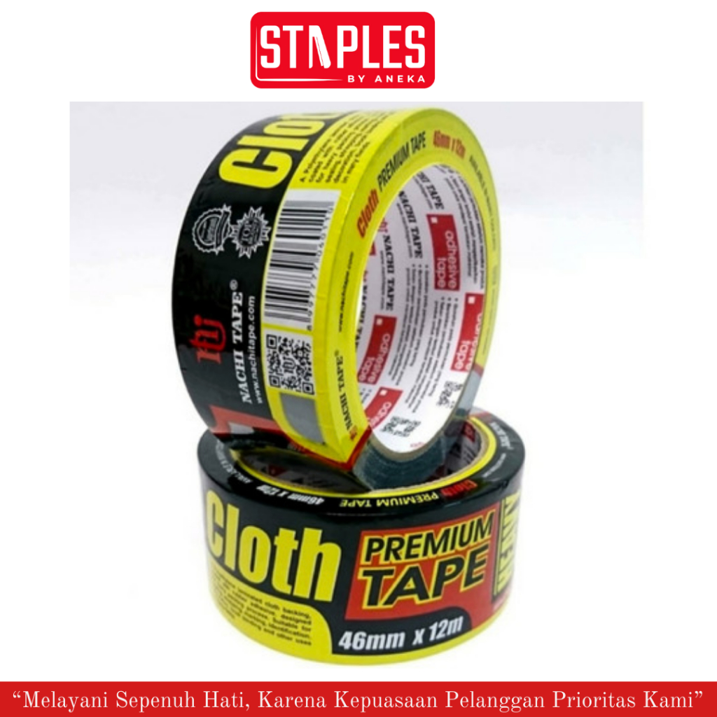 Nachi Lakban Kain Hitam / Cloth Tape 46MM x 12M / Lakban Hitam 2 Inch