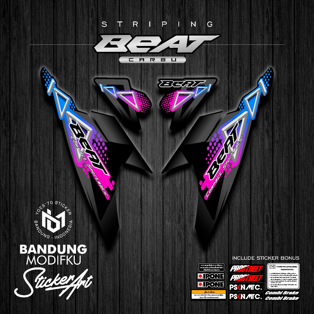 STRIPING STICKER MOTIF 12 / HONDA BEAT KARBU / BANDUNG MODIFKU / BETCARBU / STICKER VARIASI