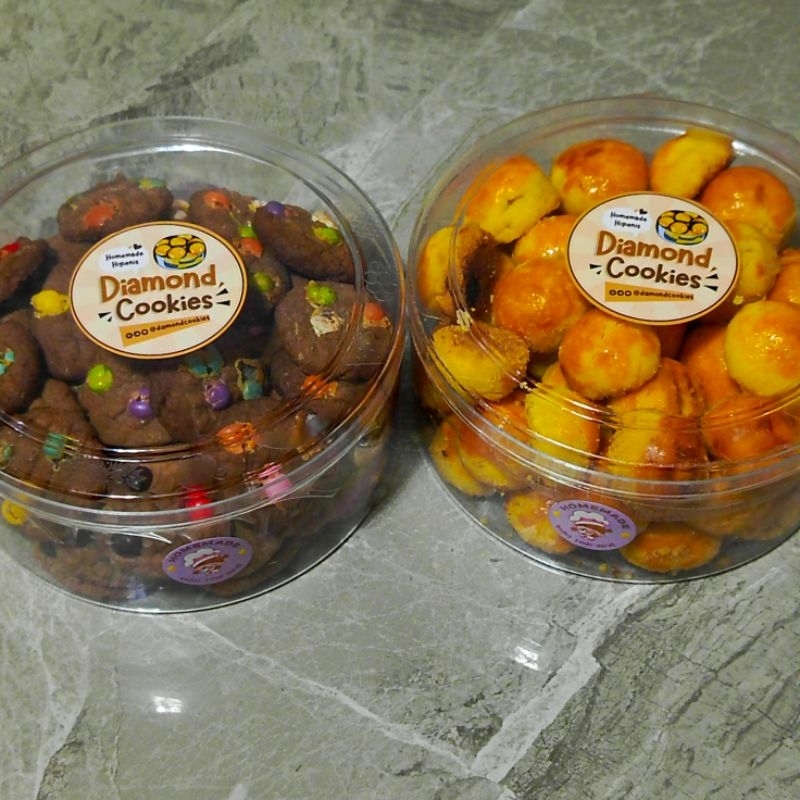 

【 DIAMONDCOOKIES 】PAKET BUNDLING JUMBO 2!! ( Coklat Chips - Nastar Nanas ) • WISMAN • Premium • Mika Bulat • Isi 2 Mika Bulat