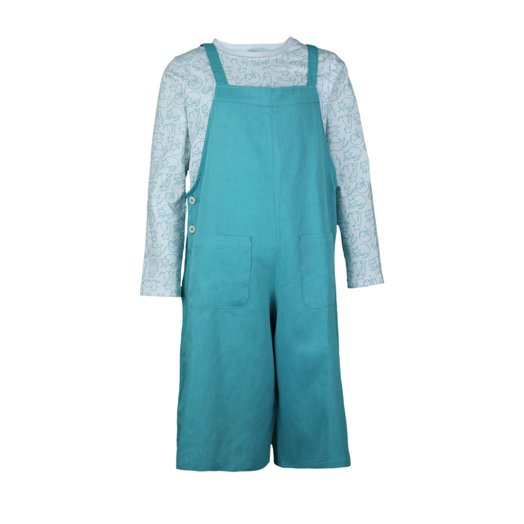 Pito Dito Girl Macarons Overall Celana Midi Anak Perempuan Warna Tosca