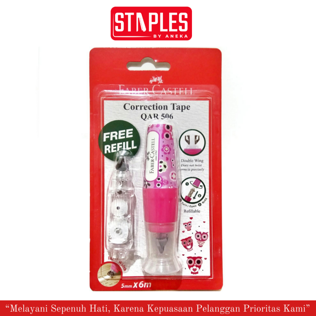 

Tip-X Kertas Faber Castell QAR 506 + Refill Barrel Fancy Lucu Bergambar / Correction Tape